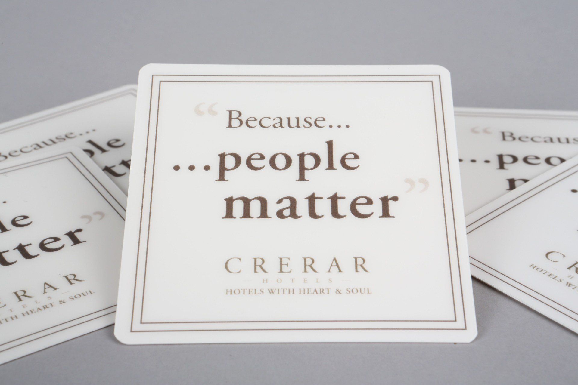 A card that says because people matter on it