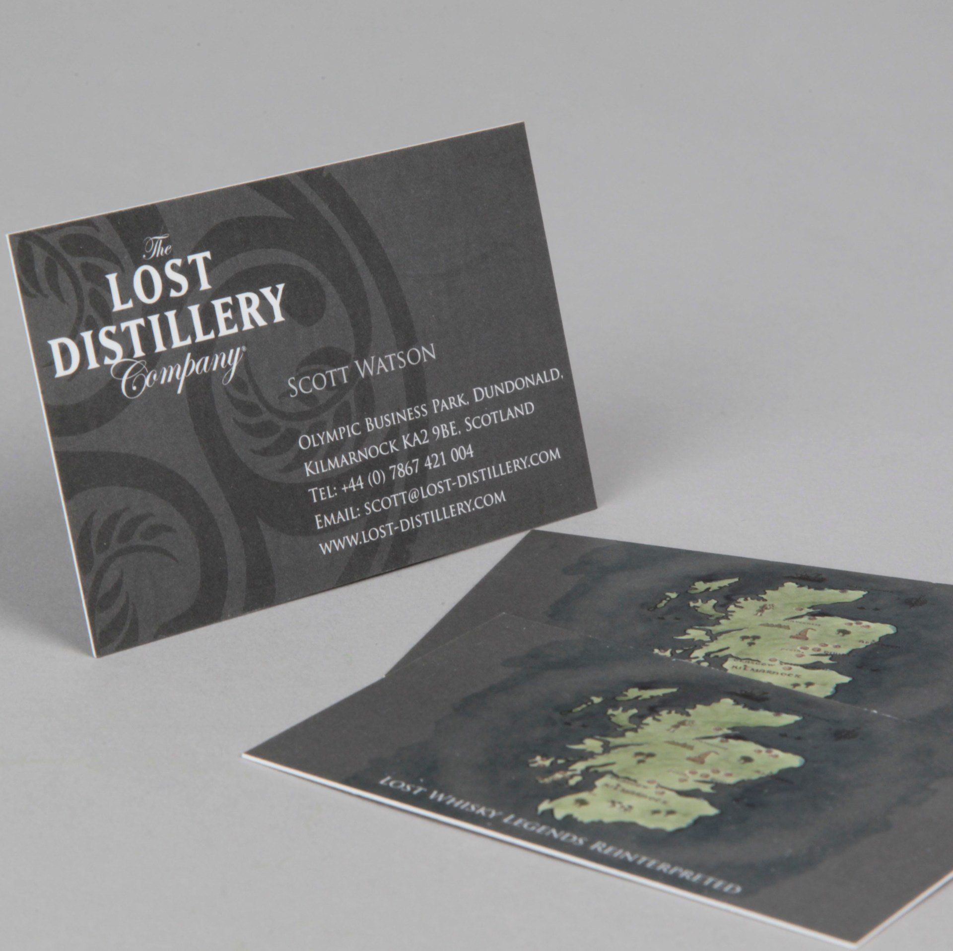 A business card for lost distillery crafting scott watson