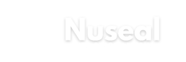 The word nuseal is written in white on a white background.