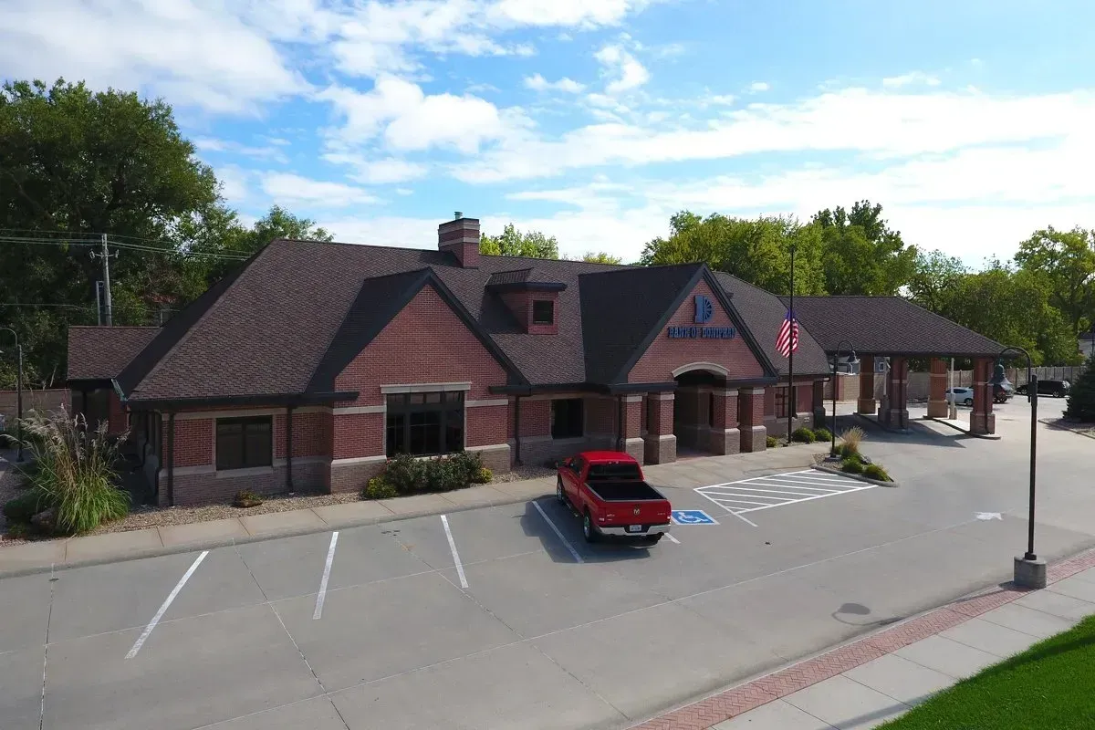 An aerial view of the Bank of Doniphan