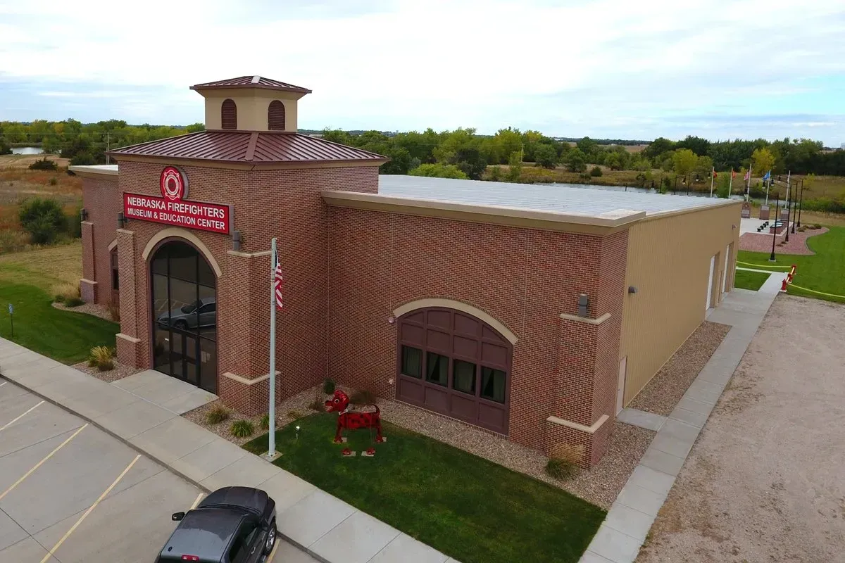 An aerial view of the firefighters museum in Kearney
