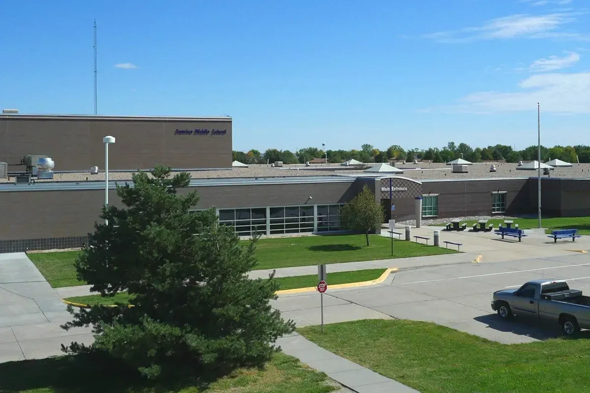 An aerial view of the Sunrise Middle School