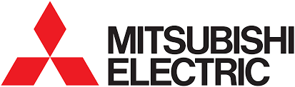 The mitsubishi electric logo is red and black on a white background.