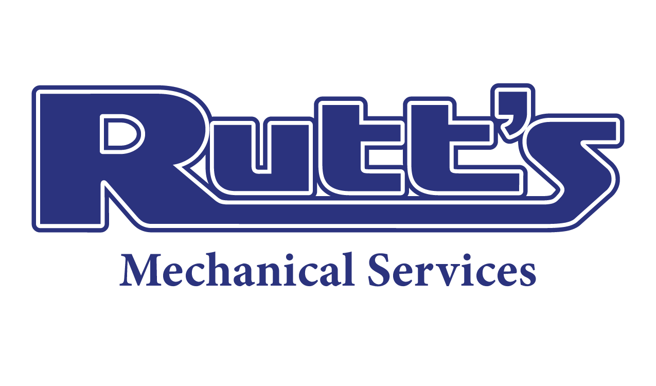 A blue logo for rutt 's mechanical services
