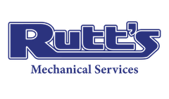 A blue logo for rutt 's mechanical services