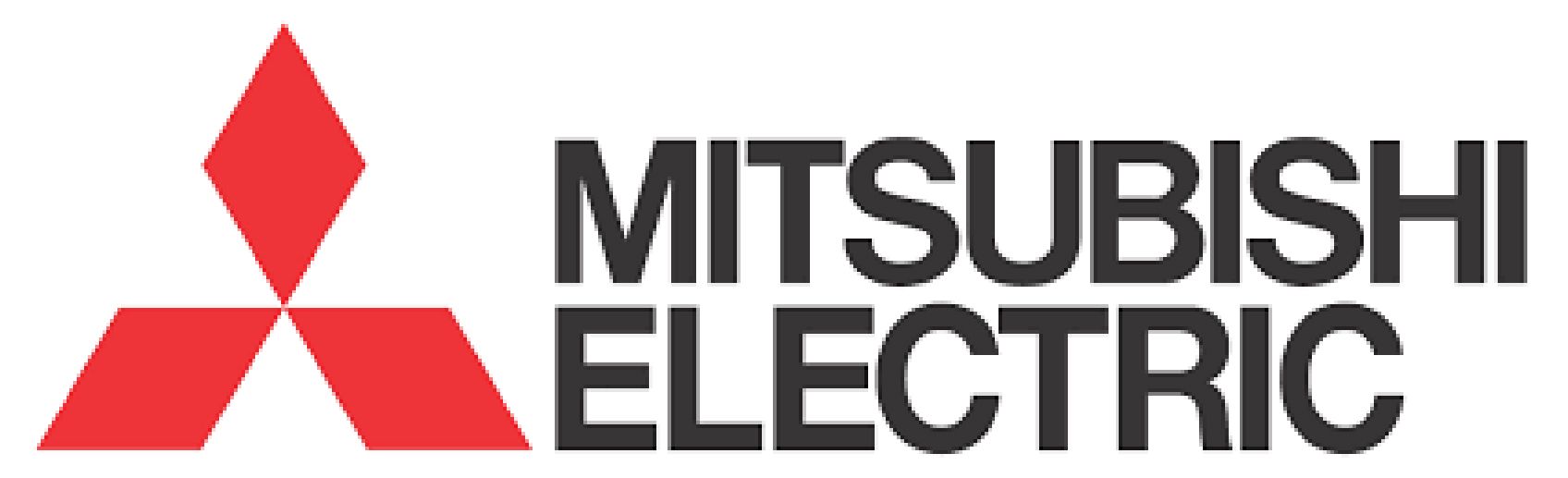 The logo for mitsubishi electric is red and black with a white background.
