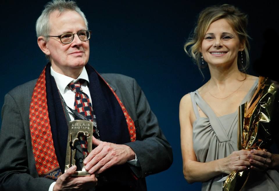 Thom Palmen and Iveta Dortane at Lielais Kristaps National Film Festival Award for the film A Little Longer