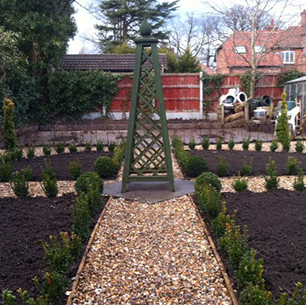 formal style garden with gravel paths
