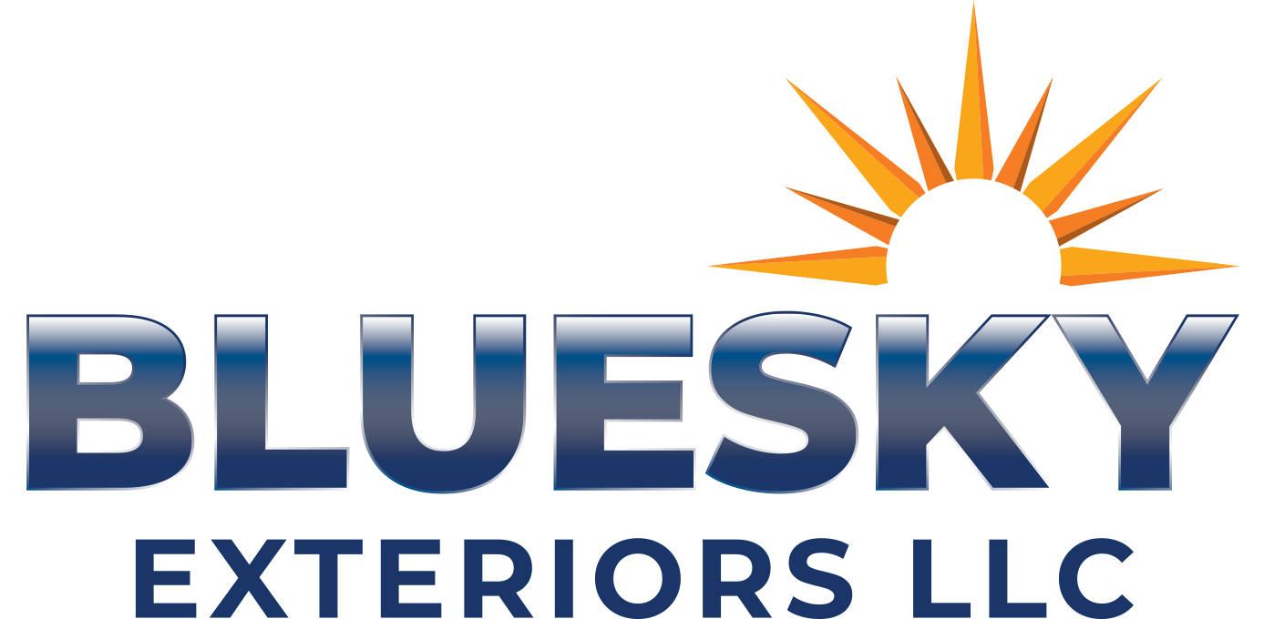 A stylized logo of a house roof with blue and orange angled lines, with an orange square window in the center.