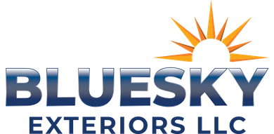 A stylized logo of a house roof with blue and orange angled lines, with an orange square window in the center.