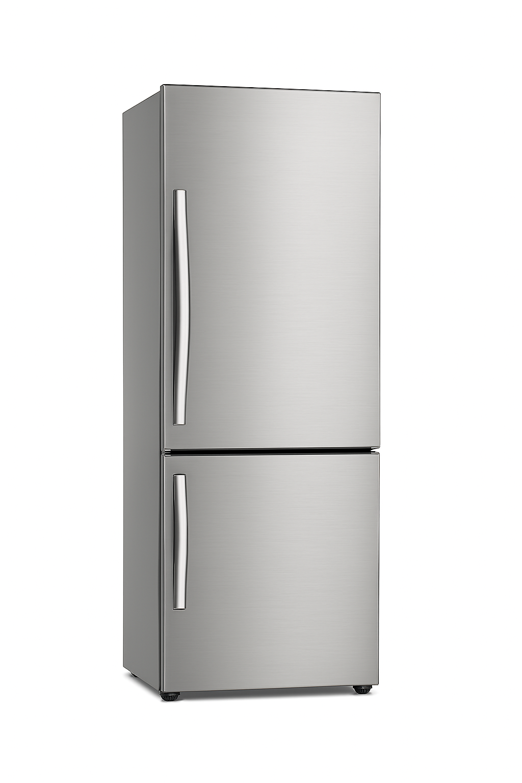 Stainless steel bottom freezer refrigerator.