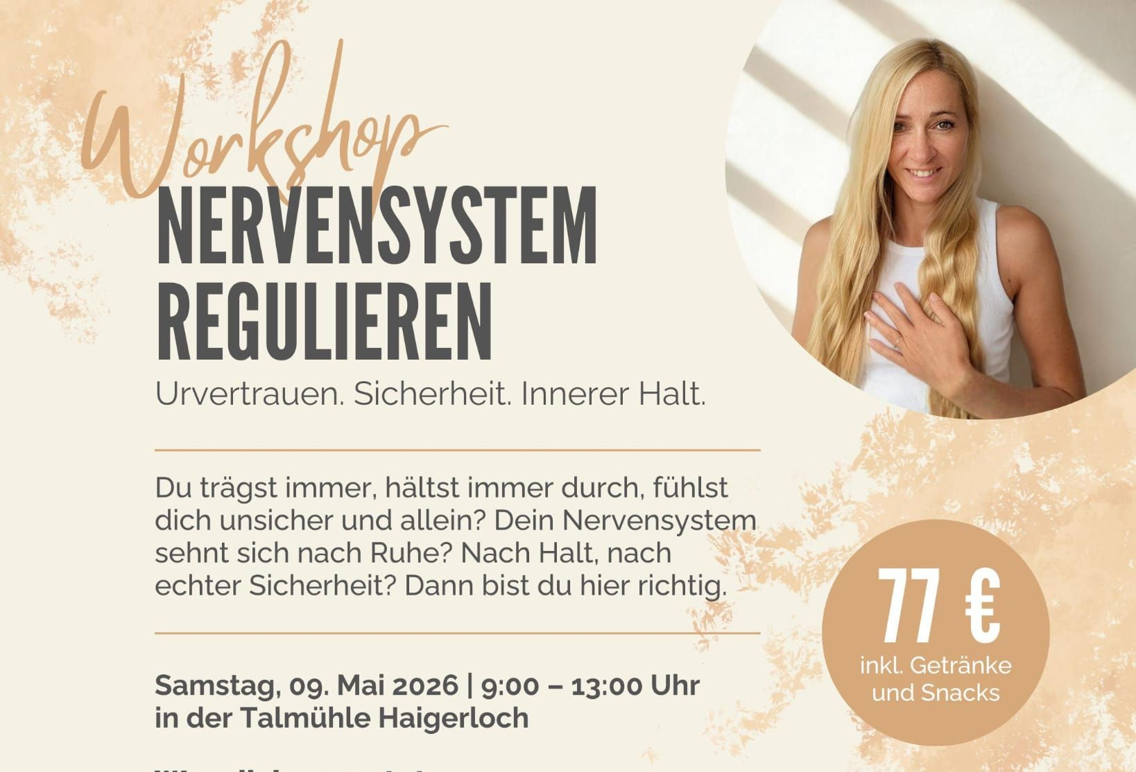 Du möchtest in dein Urvertrauen stärken. Inneren halt und Sicherheit erleben. Workshop. Talmühle. 