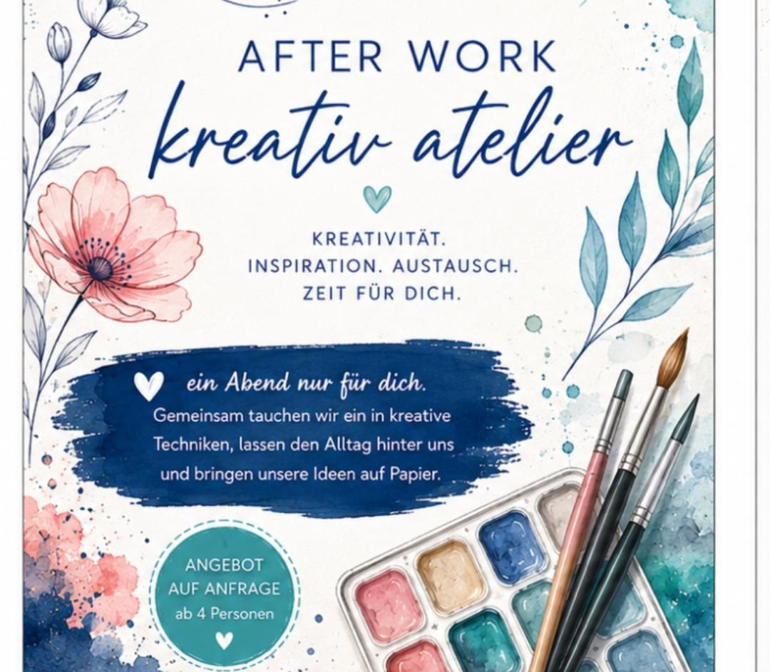 AFTER WORK Kreativ ATELIER  -  Zeit für deine Kreativität im Seminarraum der Talmühle. 
