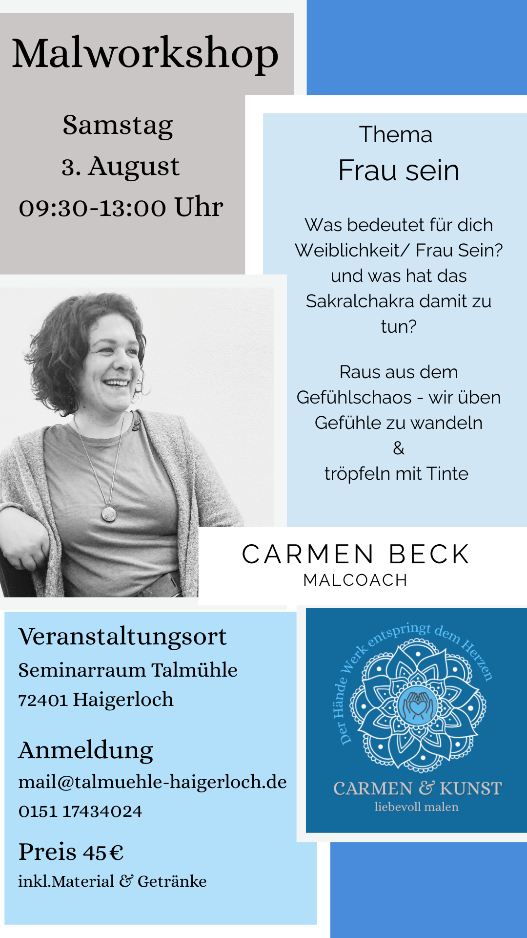 Mal Workshops Frau sein Carmen & Kunst in Haigerloch