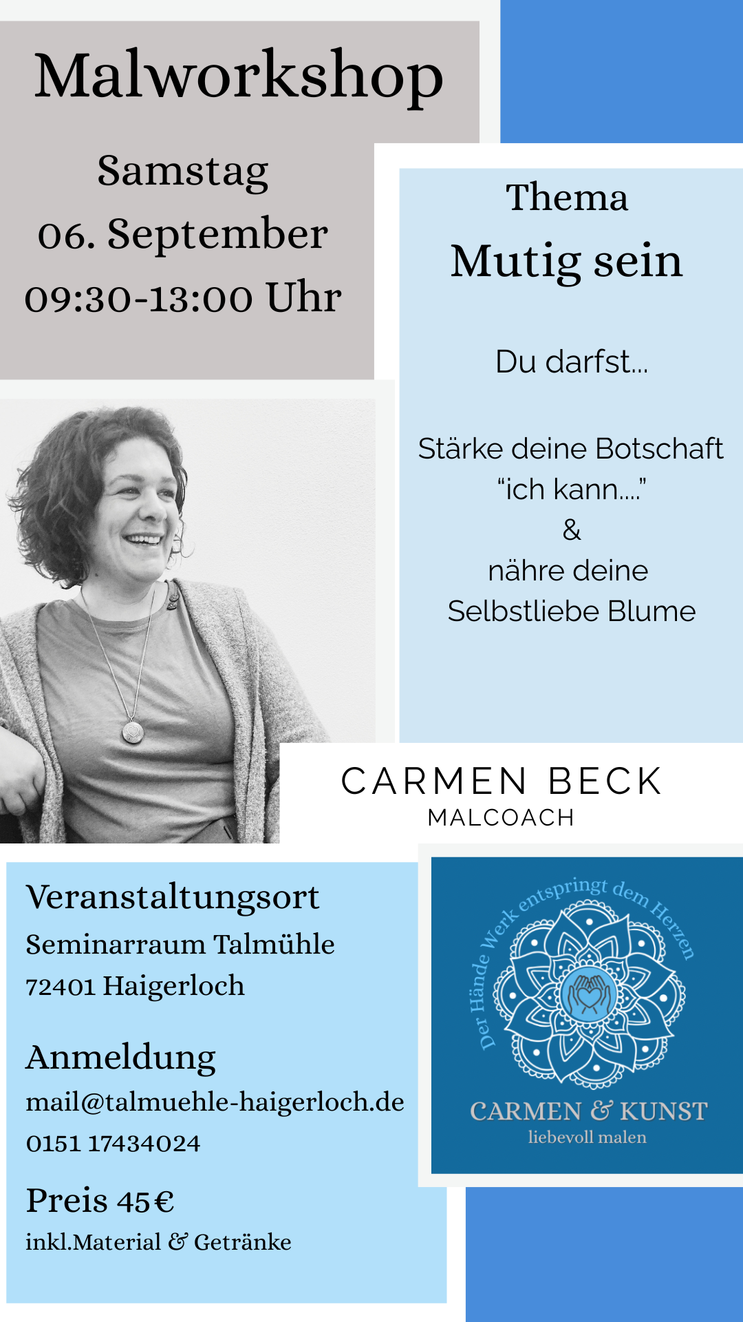 Mal Workshops Mutig sein Carmen & Kunst in Haigerloch