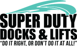 logo for super duty boat docks and lifts in hot springs, ar
