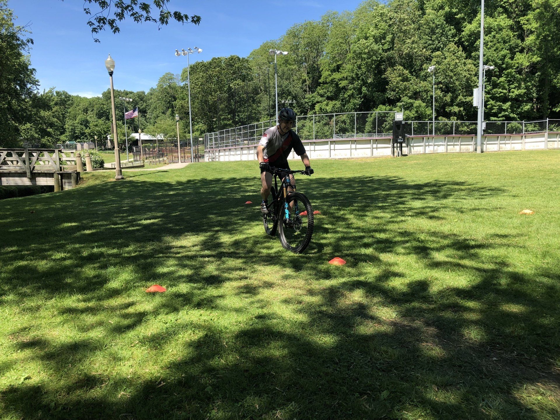 person on a bike practicing