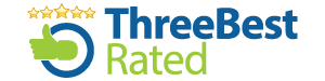 ThreeBestRated logo: gold stars, a green thumbs-up, and blue text.