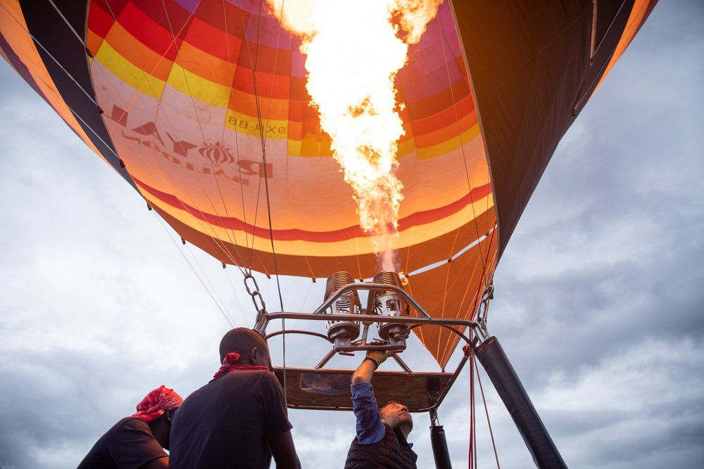 Hot air balloon in Akagera National Park Rwanda