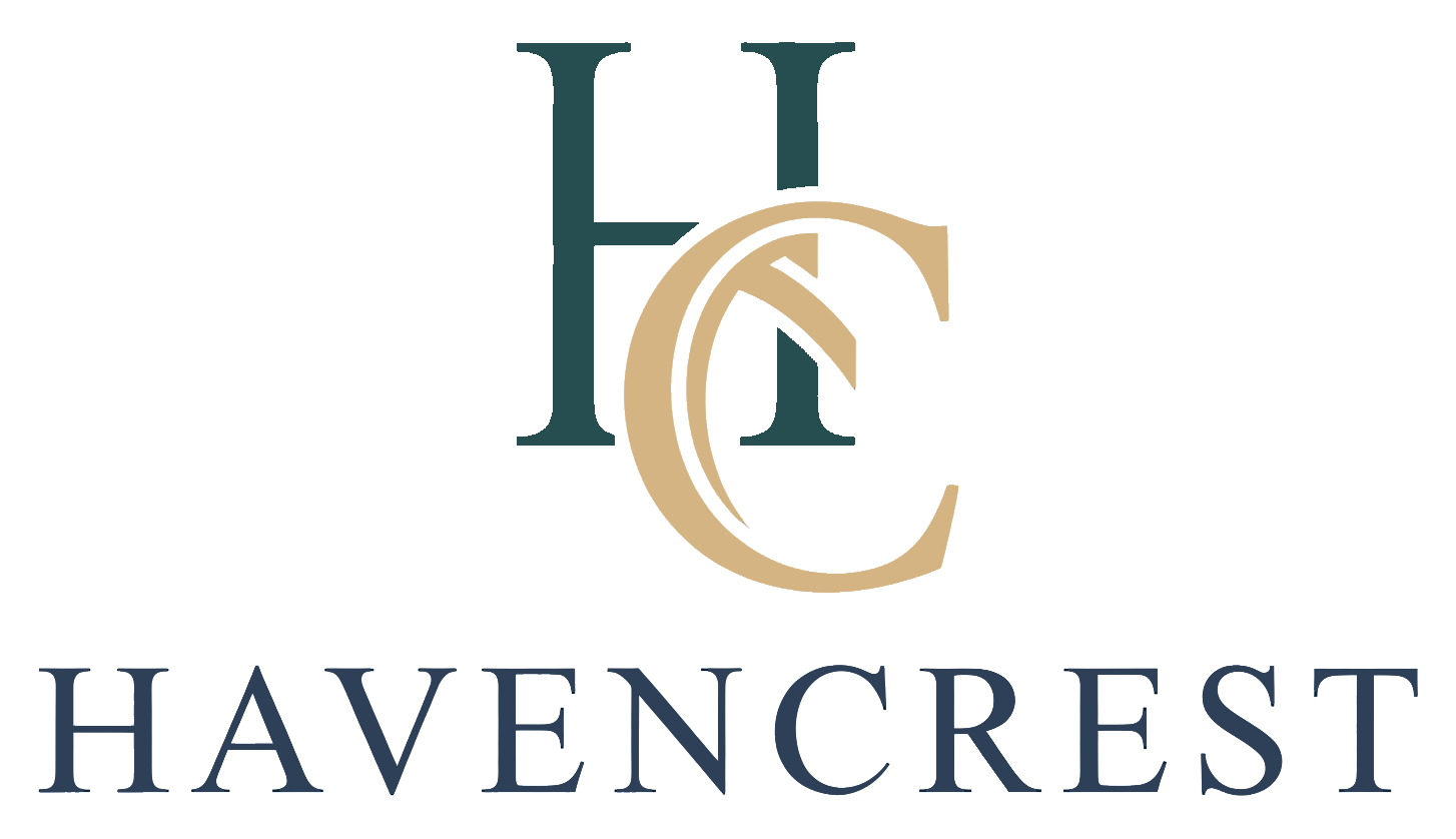 Logo for Havencrest. Dark teal 