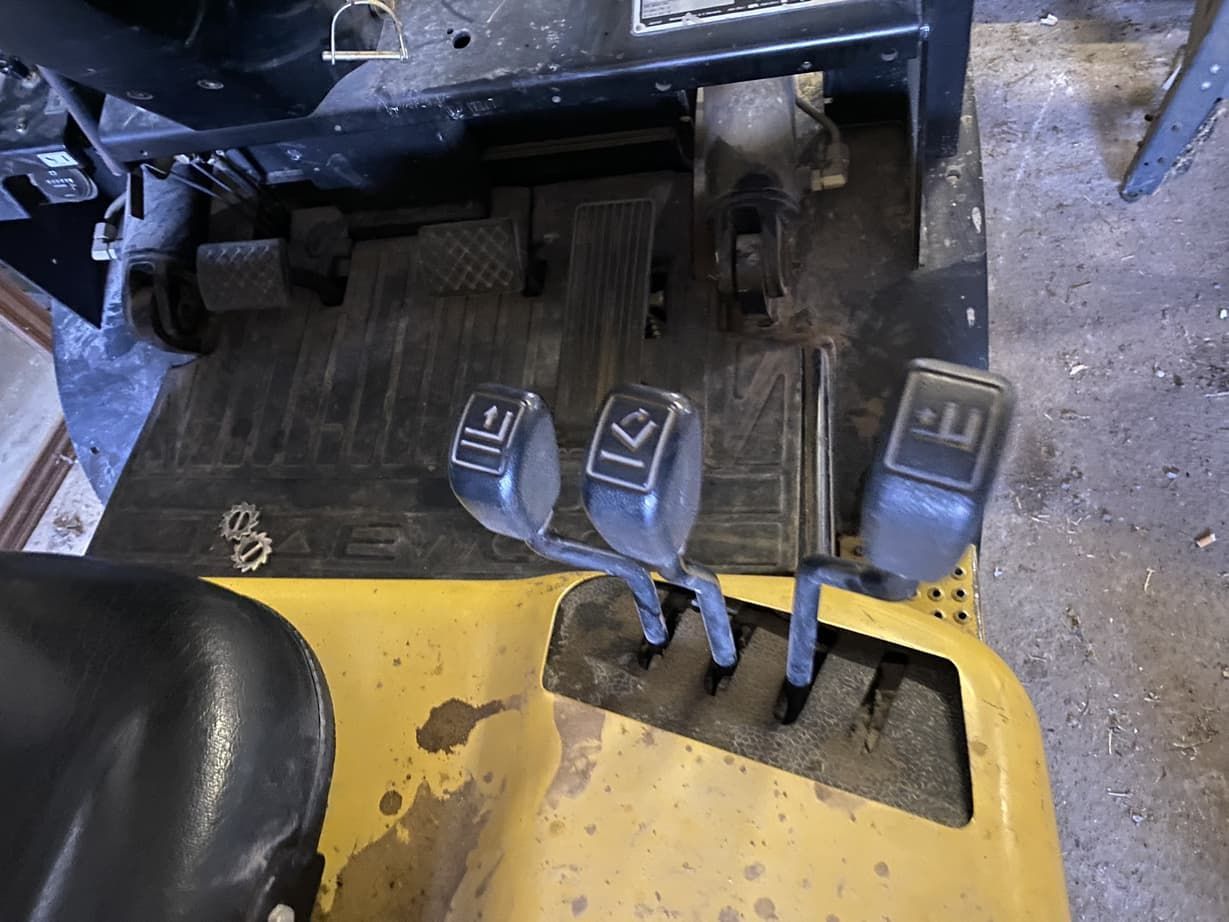 A close up of the controls on a forklift