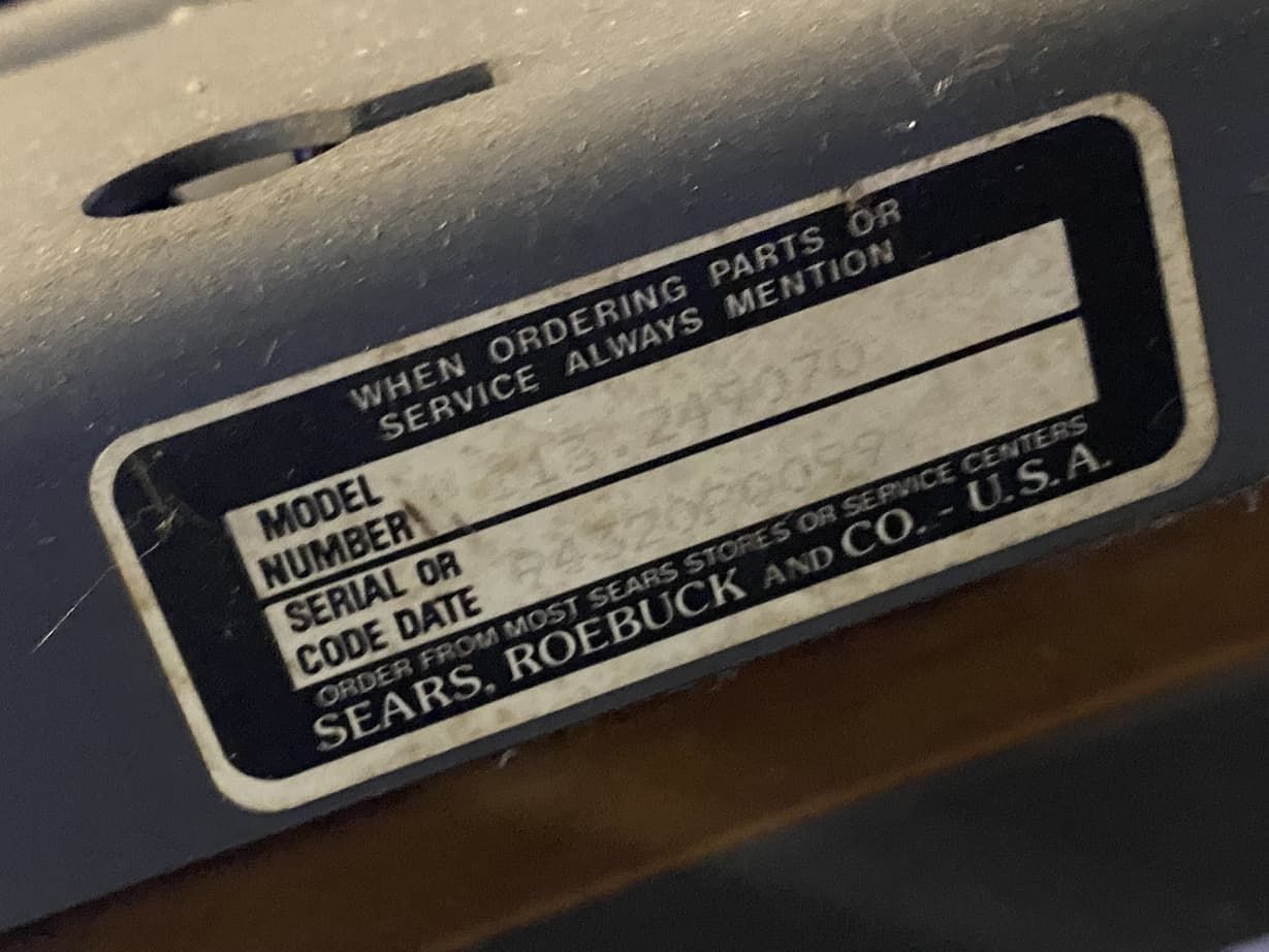 A label that says when ordering parts or service always mention model number serial or code date
