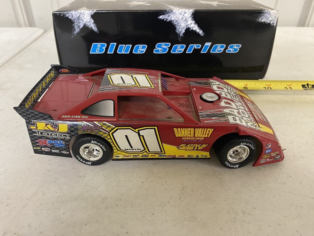 A red race car with the number 01 on it