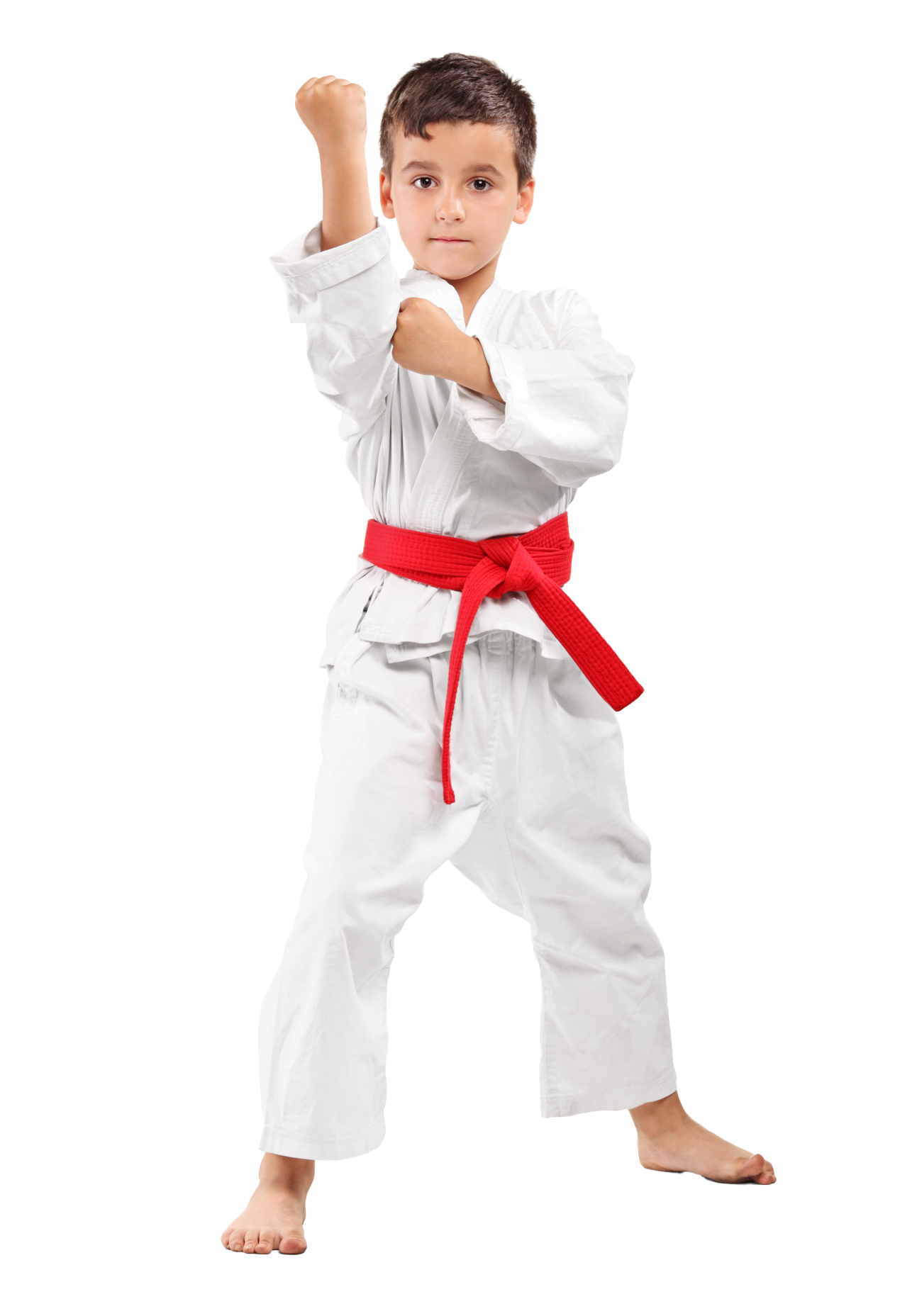 A Little Boy Wearing Karate Uniform 