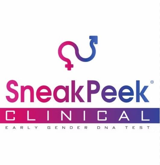 A logo for sneakpeek clinical early gender dna test