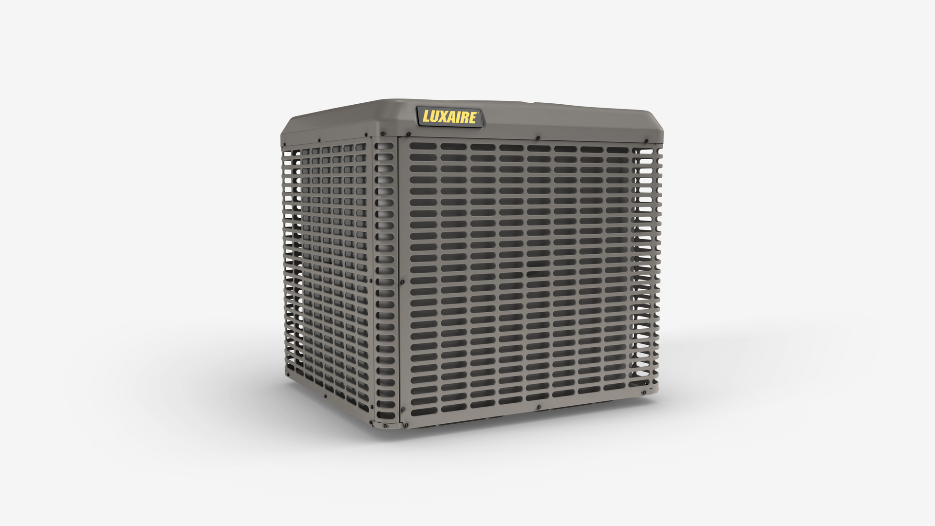 A white window air conditioner installed in a room with white window blinds and a wall-mounted power outlet below it.