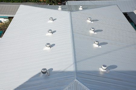 A roof with a lot of vents on it