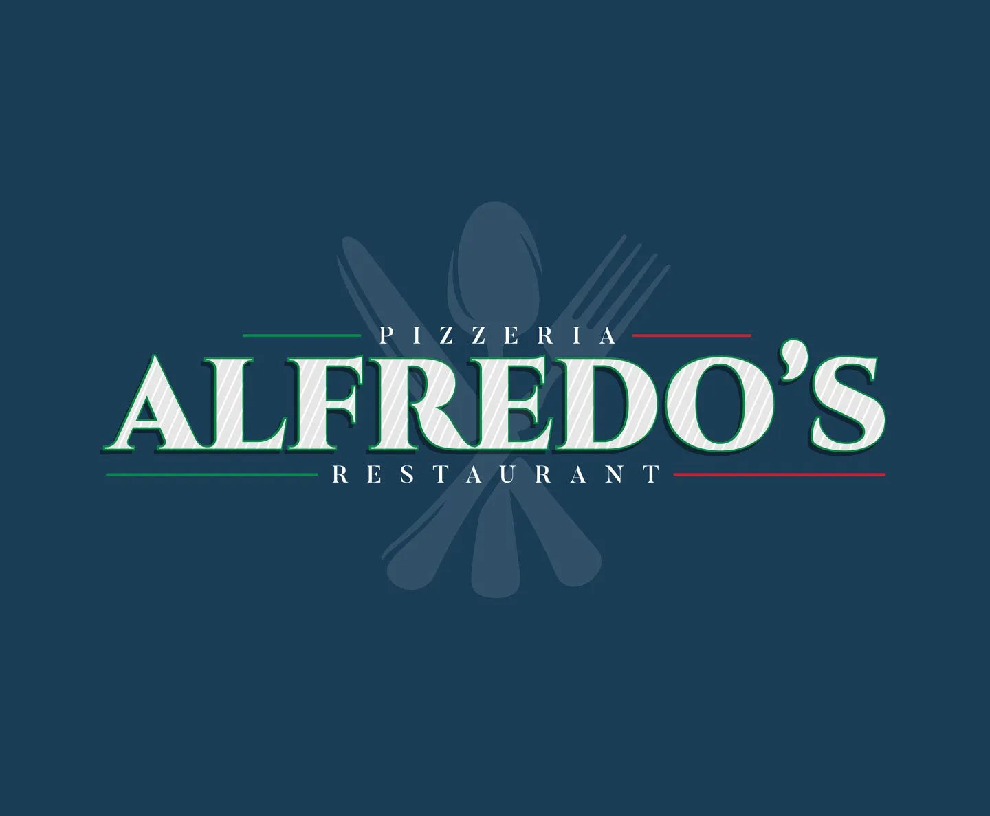 A logo for alfredo 's restaurant with a blue background