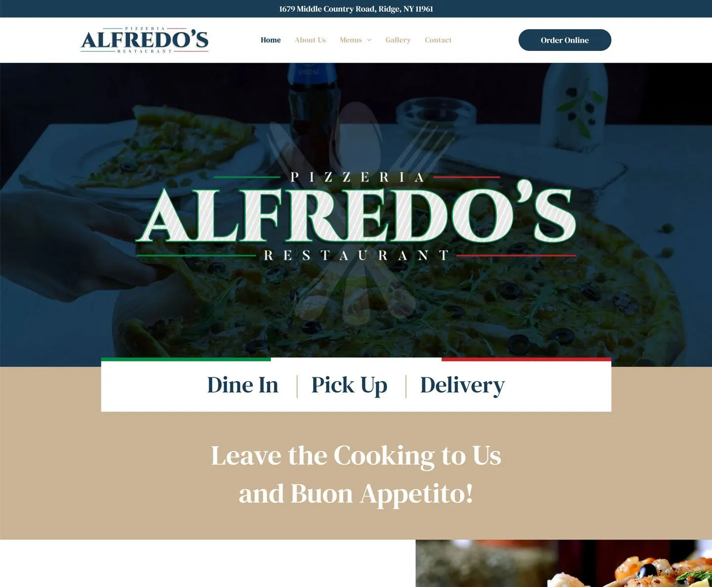 A screenshot of the website for alfredo 's restaurant.