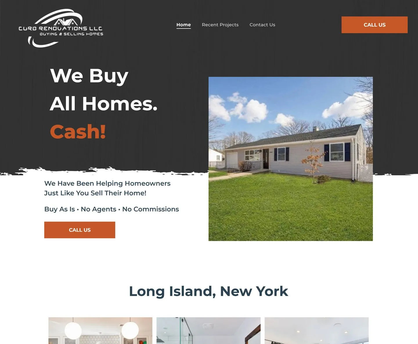 A screenshot of a website that says `` we buy all homes . cash ! ''