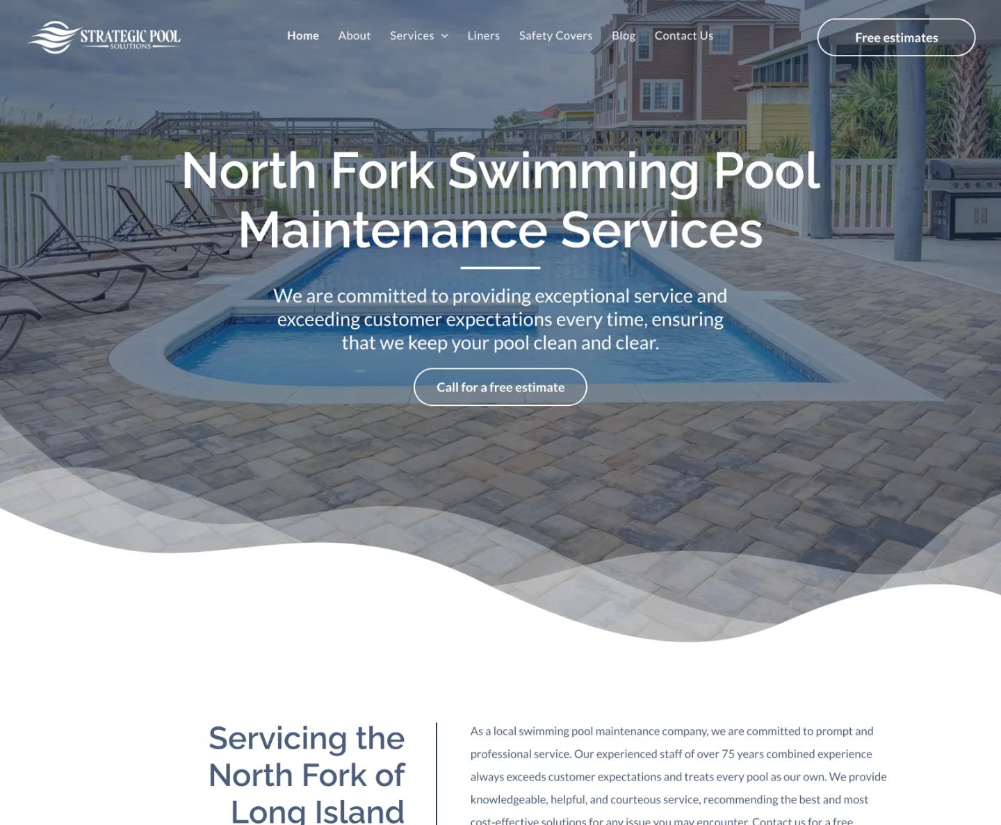 A website for north fork swimming pool maintenance services