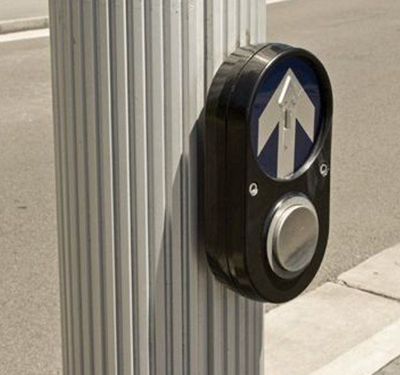 Black PB/5 Pedestrian Button — Hunters Hill, NSW — Nielsen Design