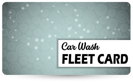 A blue car wash fleet card with a wave on it