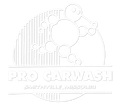 The logo for pro carwash is a blue circle with bubbles in it.