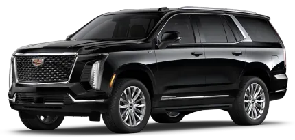 A black cadillac escalade is shown on a white background.