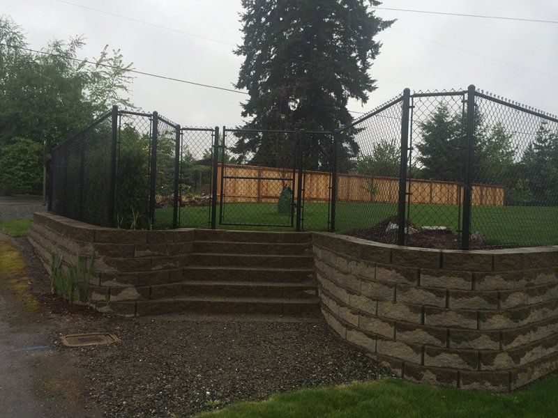 Chain Fence and Stair — Auburn, WA — Rainier Fencing & Decking