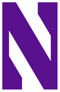 The letter n is purple and white on a white background.