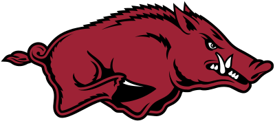 A red boar with sharp teeth is running on a white background.