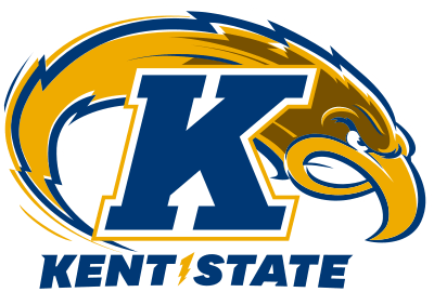 A kent state logo with an eagle on it
