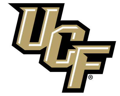 The logo for the university of florida football team is black and gold.