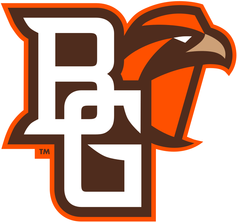 A brown and white logo with the letter b and a bird
