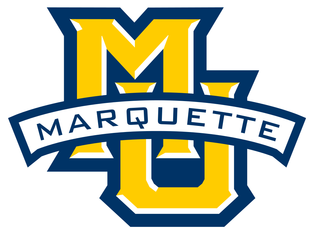A blue and yellow logo for marquette university