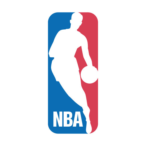 The nba logo has a basketball player holding a ball
