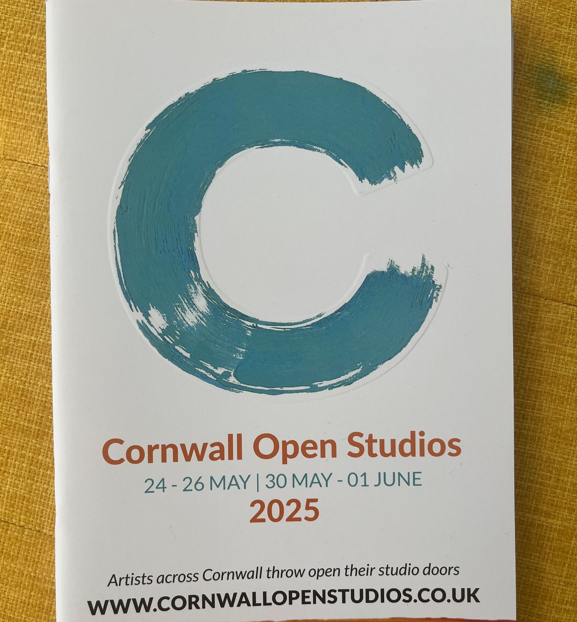 Section of Poster for Exhibition - Essence. Poster features a freely painted Cape Cornwall with a reclining relaxed line drawing of a figure in the foreground.