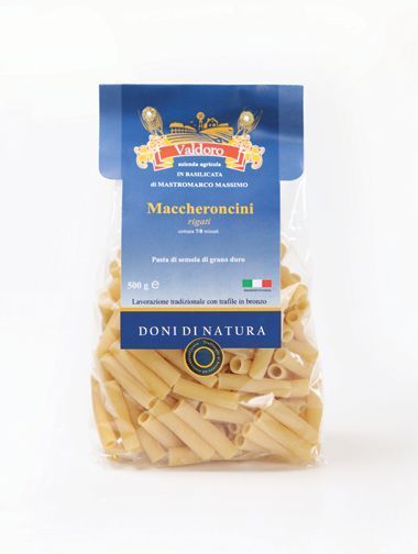 Confezione di Maccheroncini, pasta secca trafilata al bronzo Valdoro