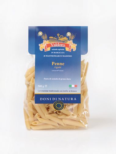 Confezione di Penne, pasta secca trafilata al bronzo Valdoro